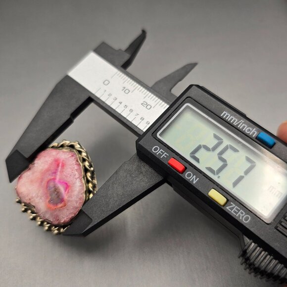 925 Sterling Silver Plated Druzy Quartz Ring Size 7 Bezel Setting Statement - Picture 9 of 12